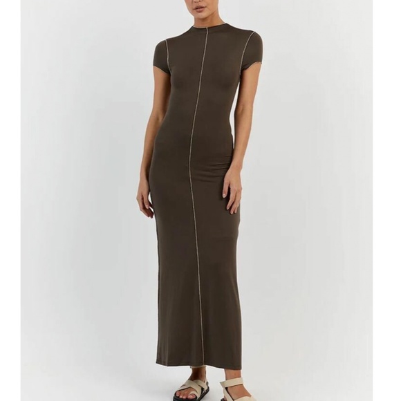 DISSH Soho Cap Sleeve Midi/Maxi Dress - Olive Military Soft Knit Causal